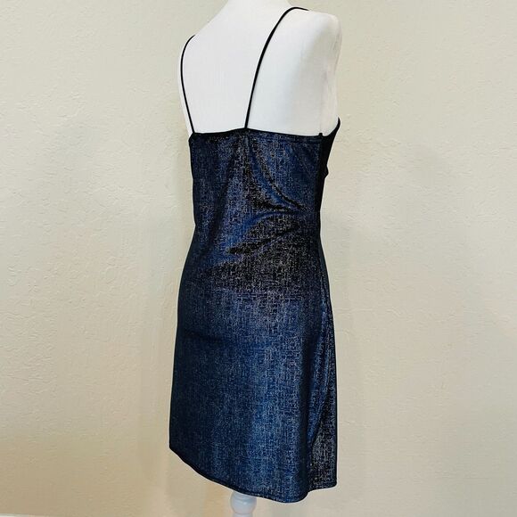 ~ New MissGuided 8 Dress Blue Mini Midnight/Navy Sleeveless Bodycon Sparkly NWOT - Picture 3 of 11